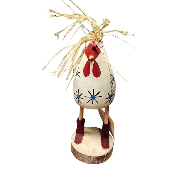 Navajo Indian hand carved painted Folk Art Signed Rooster wearing boots - Picture 3 of 11